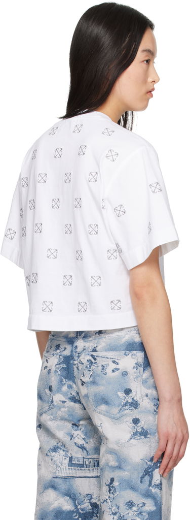 Crop top Off-White Off-White Little Arrows Lurex Crop T-Shirt Hvid | OWAA090S25JER0040172, 2