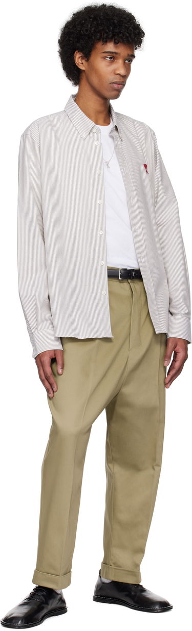 Bukser AMI AMI Paris Cotton Carrot Oversized Trousers Beige | HTR121.CO0103, 4