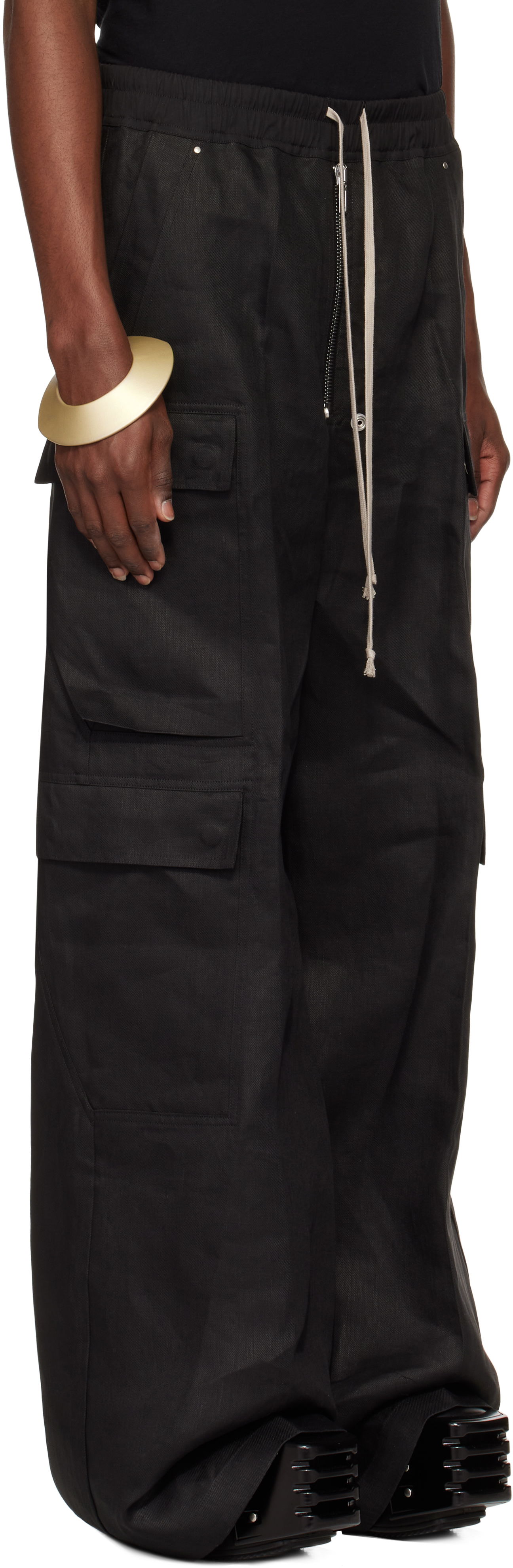 Cargo bukser Rick Owens Rick Owens Hollywood Cargobela Cargo Pants Sort | RU01E5339 TWL, 1