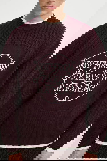 Sweater Drôle de Monsieur Slogan Ribbed Sweater Bourgogne | I.PO184.WO007, 3
