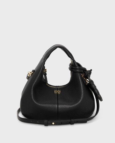 Håndtaske GANNI Grained Leather Mini Hobo Bag Sort | A6976-099, 0