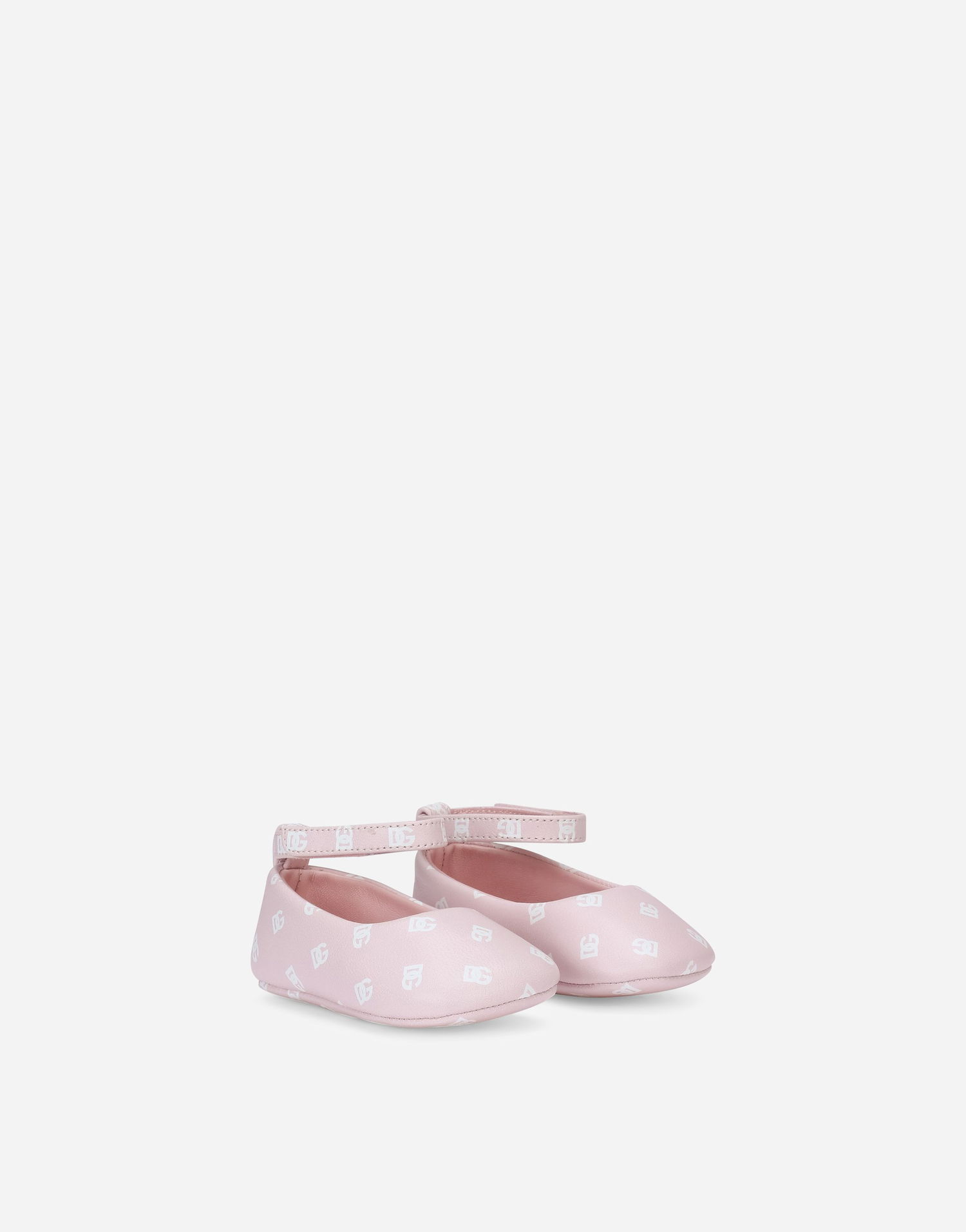 Sneakers og sko Dolce & Gabbana Nappa Leather Newborn Ballet Flats With Dg-logo Print Lyserød | DK0065AS690HFUTW, 1