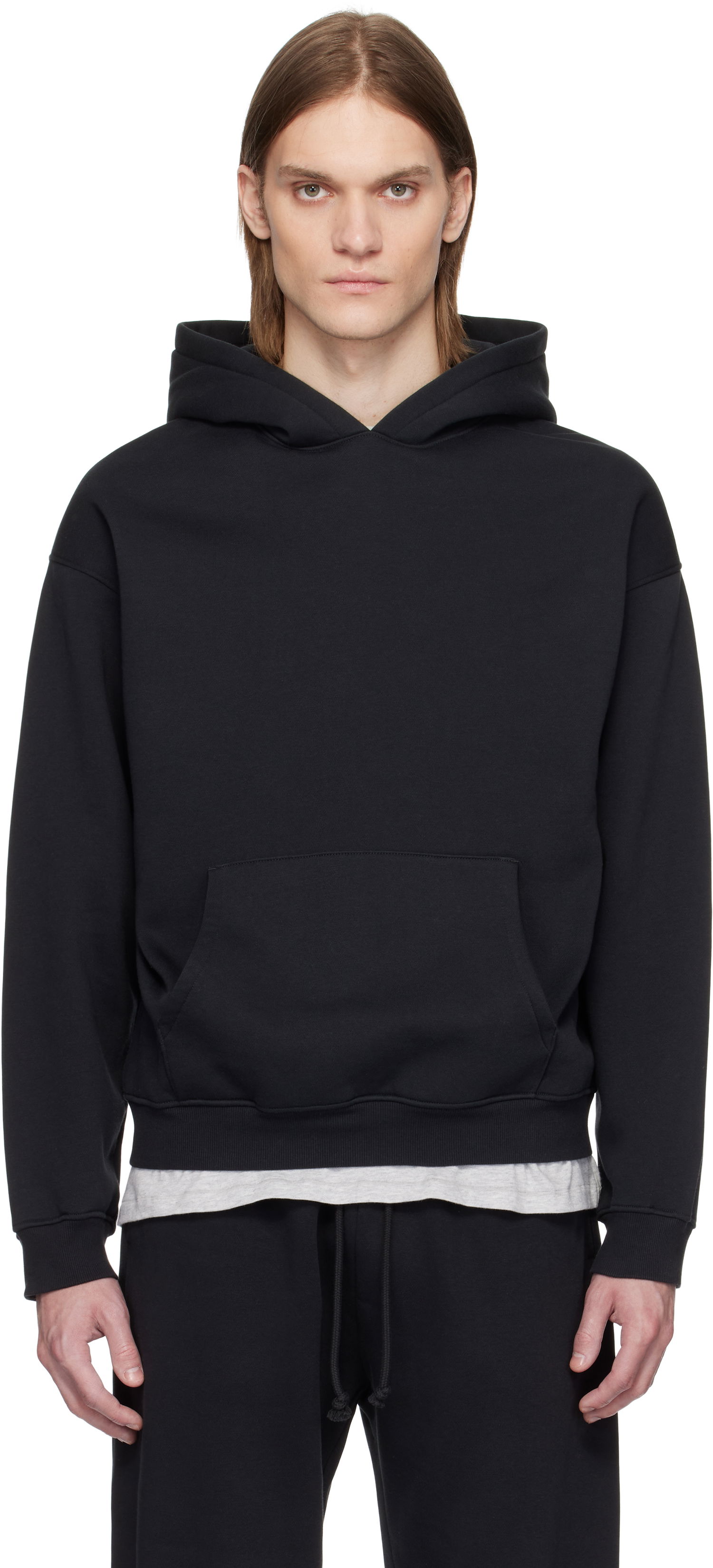 Sweatshirt SKIMS SKIMS Fleece Lounge Relaxed Hoodie Sort | PL-PLO-8461M-WASHED ONYX, 0