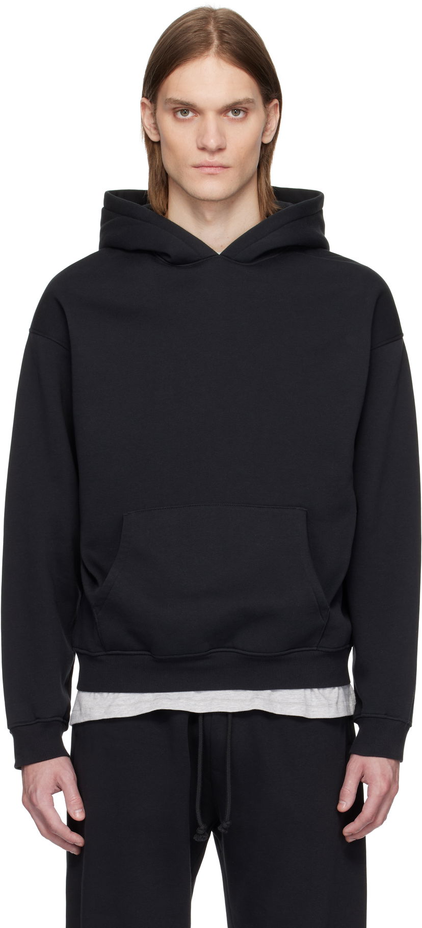 Sweatshirt SKIMS SKIMS Fleece Lounge Relaxed Hoodie Sort | PL-PLO-8461M-WASHED ONYX