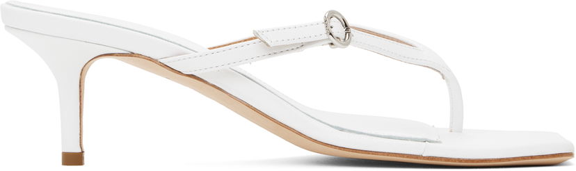 Tilbehør Aeyde Aeyde Leigh Leather Toe-Post Heeled Sandals Hvid | A11-HS-GAIS55TB162-SS25-1020-007