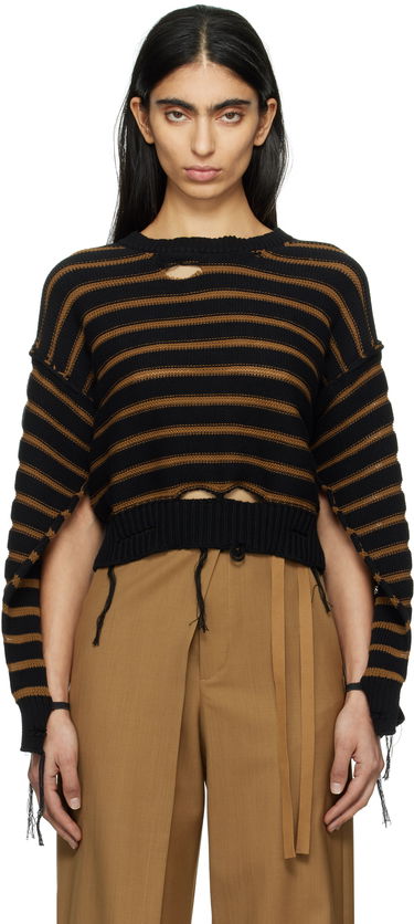 Sweater Maison Margiela MM6 Maison Margiela Striped Distressed Crewneck Sweater Flerfarvet | S52HL0042 M13080, 0
