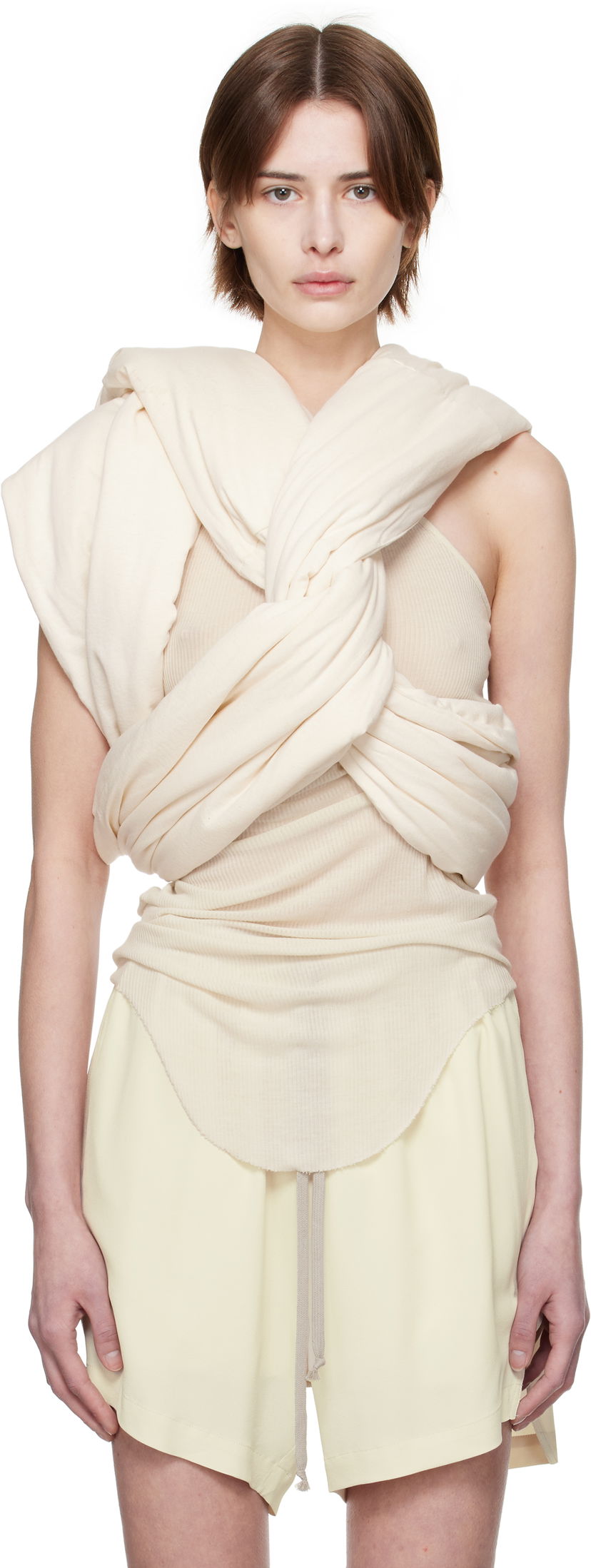 Tanktop Rick Owens Rick Owens Hollywood Triple Donut Top Beige | RP01E7432 JNC