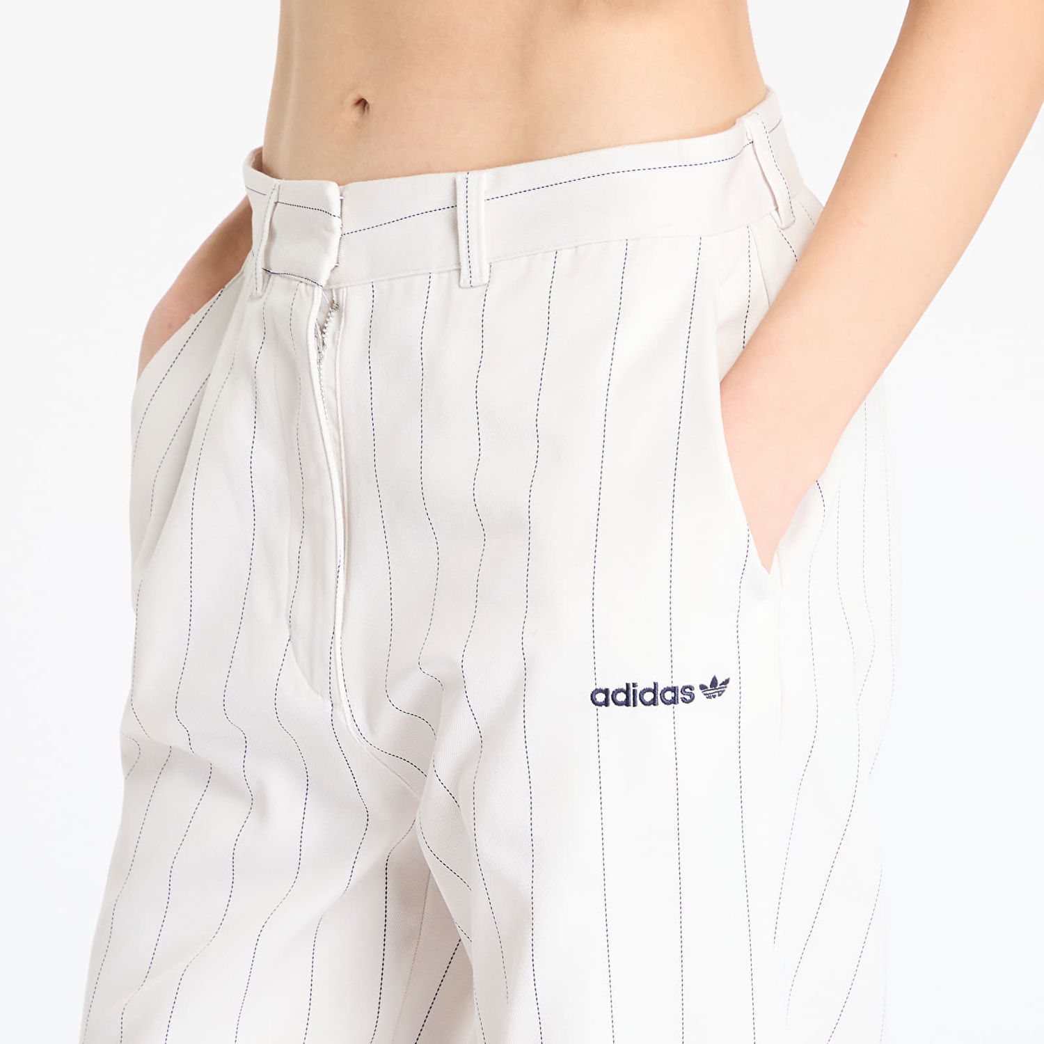 Bukser adidas Originals adidas Pinstripe Twill Loose Pants Hvid | JJ3483, 1