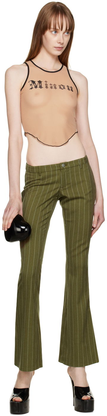 Bukser Miaou Miaou Thea Pinstripe Flare Trousers Grøn | 1029SWBOVP, 3