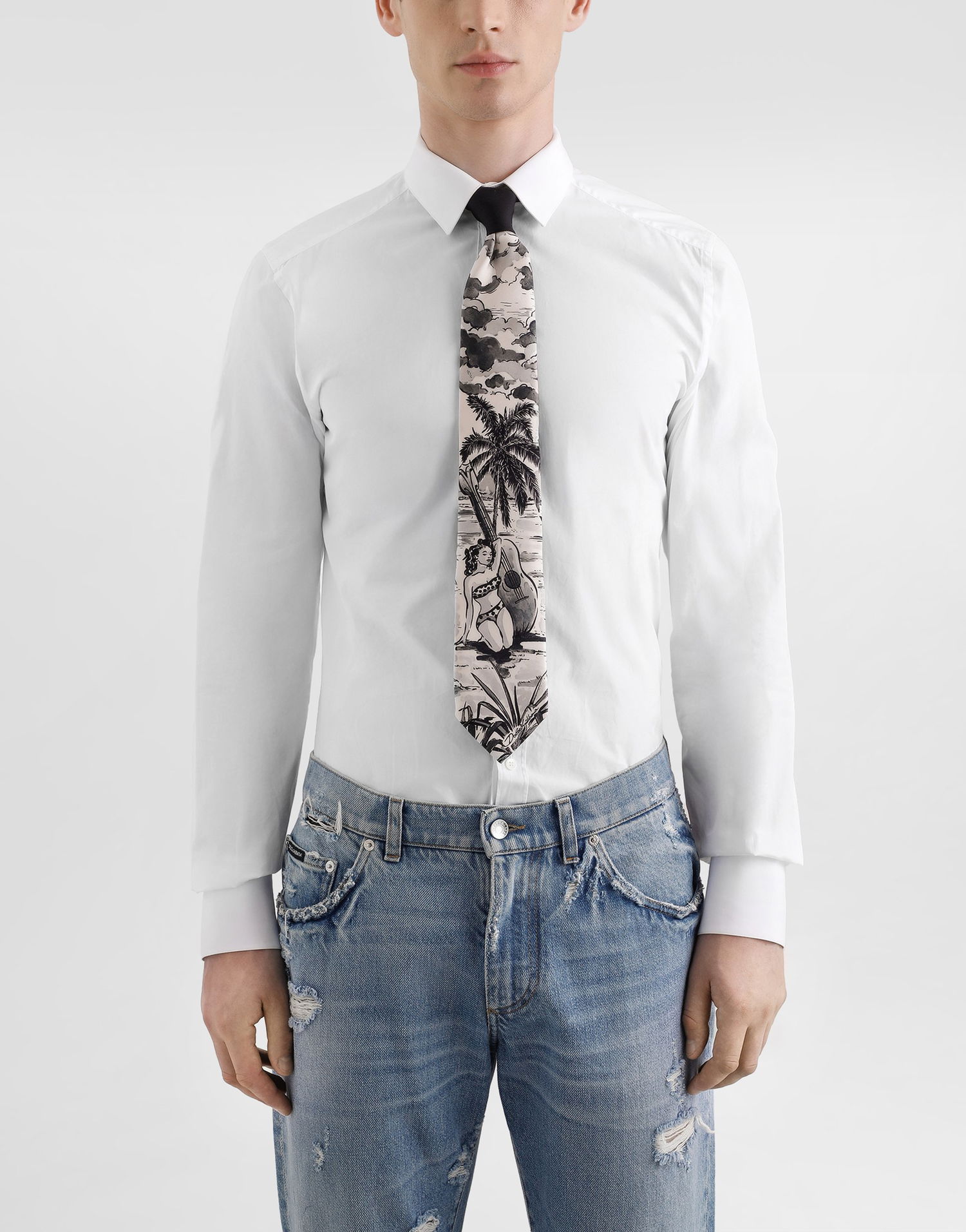Bælter Dolce & Gabbana Dolce & Gabbana Pin-up Print Silk Tie Sort | GT147EG0TJ4HN5RM, 1
