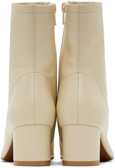 Sneakers og sko BY FAR BY FAR Sofia Leather Block Heel Ankle Boots Beige | 16603-05-SWHTL, 1