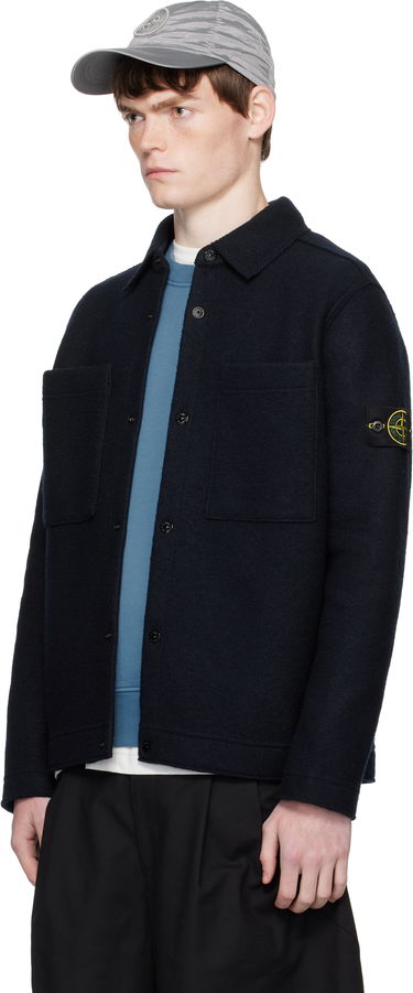 Jakke Stone Island Stone Island Wool Overshirt Mørkeblå | K2S15 5100058 S0IN1, 3