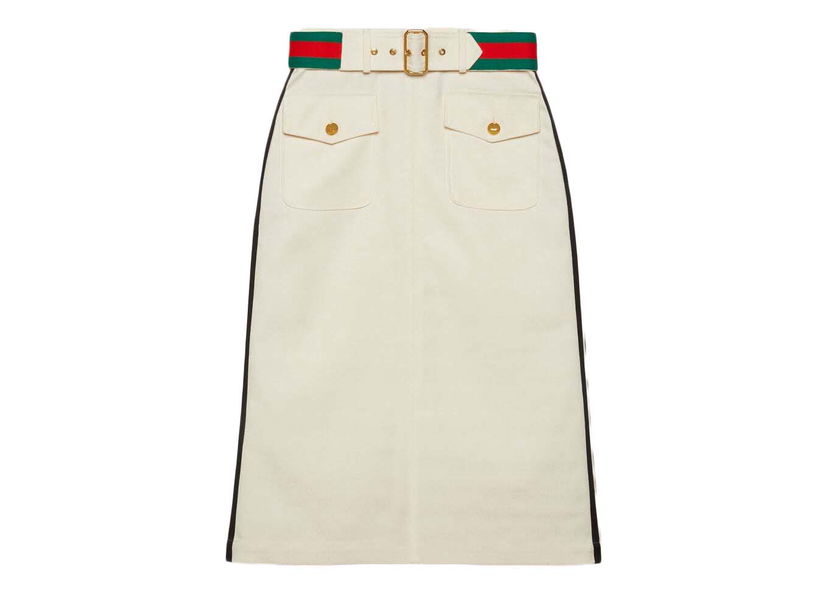 Nederdel Gucci adidas x Jacquard Skirt White/Beige Beige | 702988 ZAI22 9133
