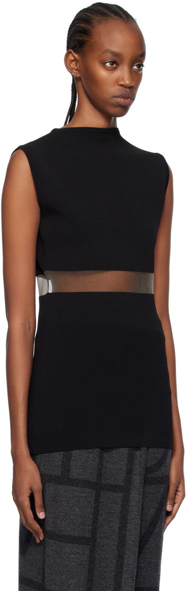 Kjole TOTEME TOTEME High-Neck Mesh-Paneled Top Sort | 241-WRT1068-YA0028, 3