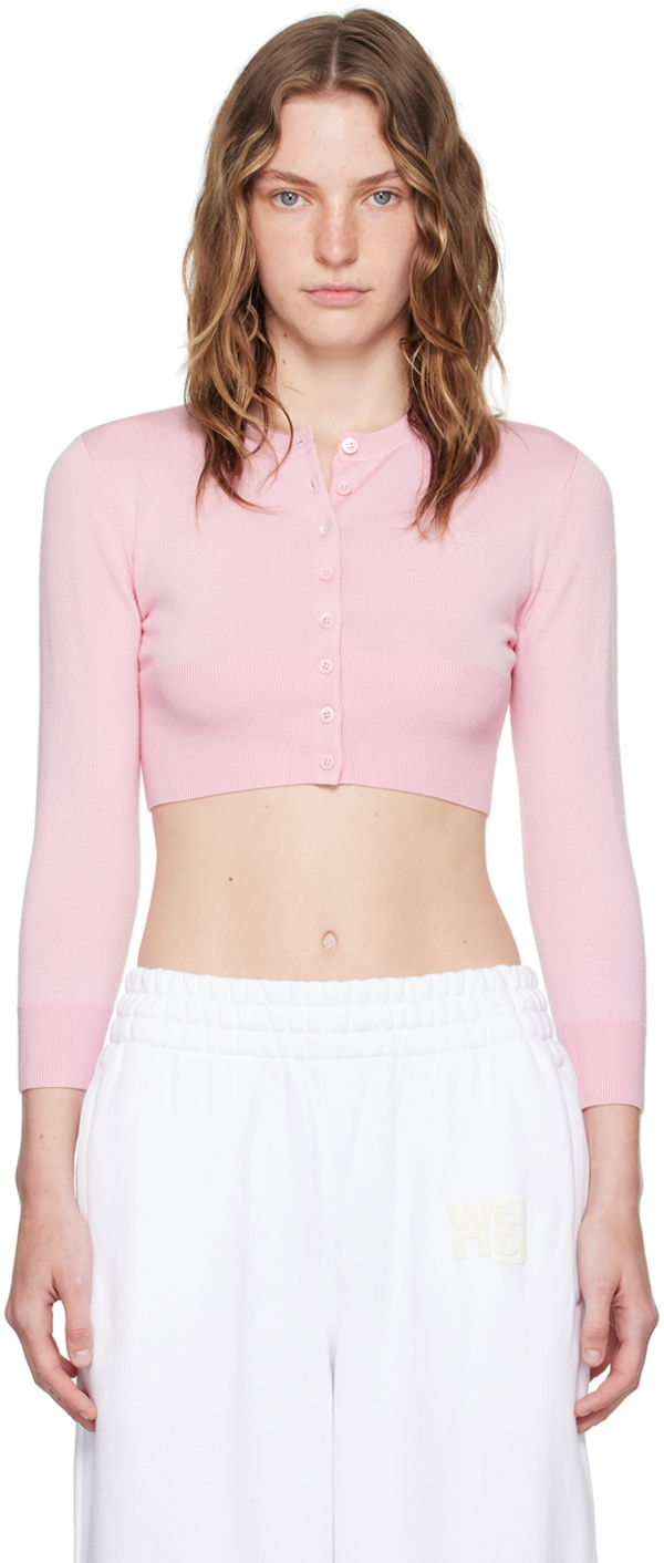 Sweater Alexander Wang Cropped Cardigan Lyserød | 4KC3243019