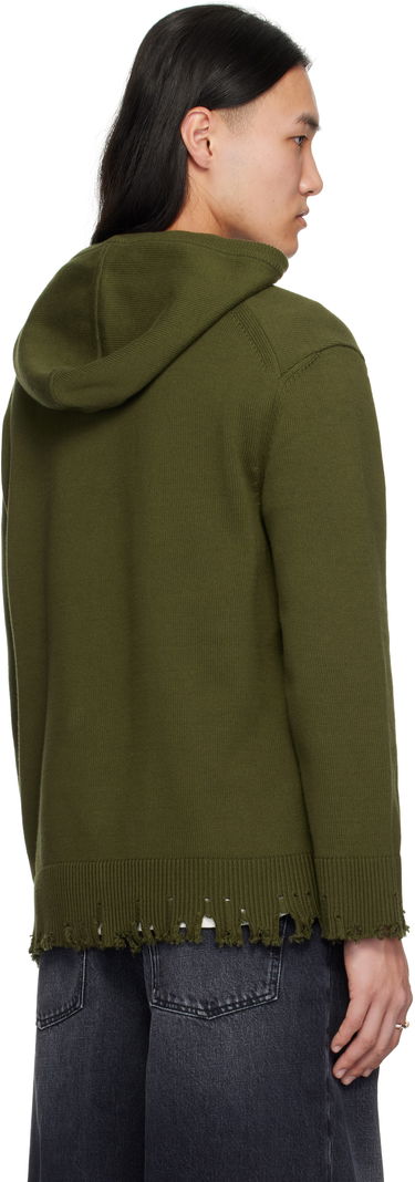 Sweatshirt We11done We11done Grunge Monster Pony Knit Hoodie Grøn | WD-KT0-25-659-U-KK, 2
