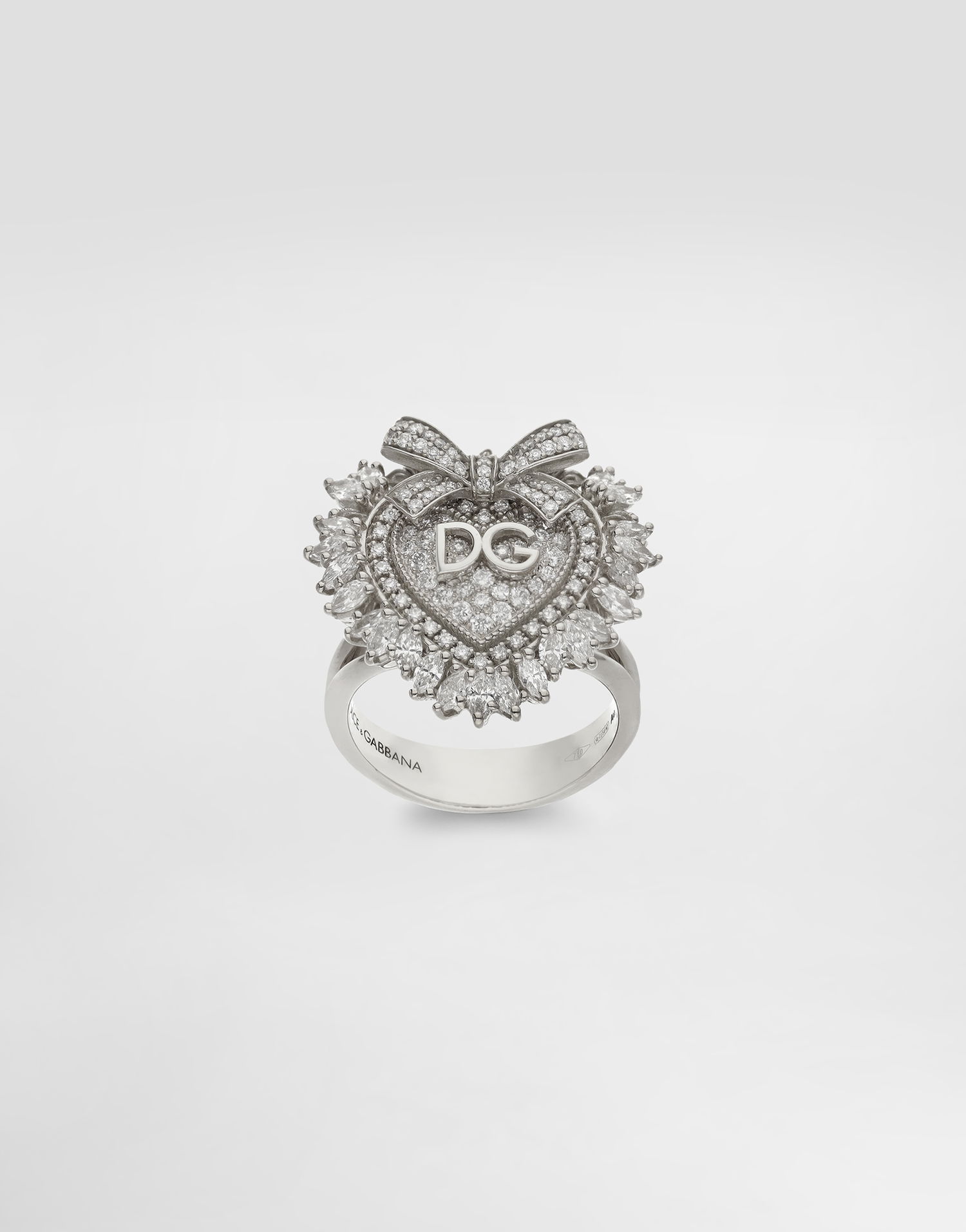 Ring Dolce & Gabbana Dolce & Gabbana Devotion Heart Ring, 18K White Gold with Diamonds, Size 56 Metalisk | WRND1KWWH0180001, 0