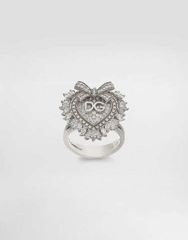 Ring Dolce & Gabbana Dolce & Gabbana Devotion Heart Ring, 18K White Gold with Diamonds, Size 56 Metalisk | WRND1KWWH0180001, 0