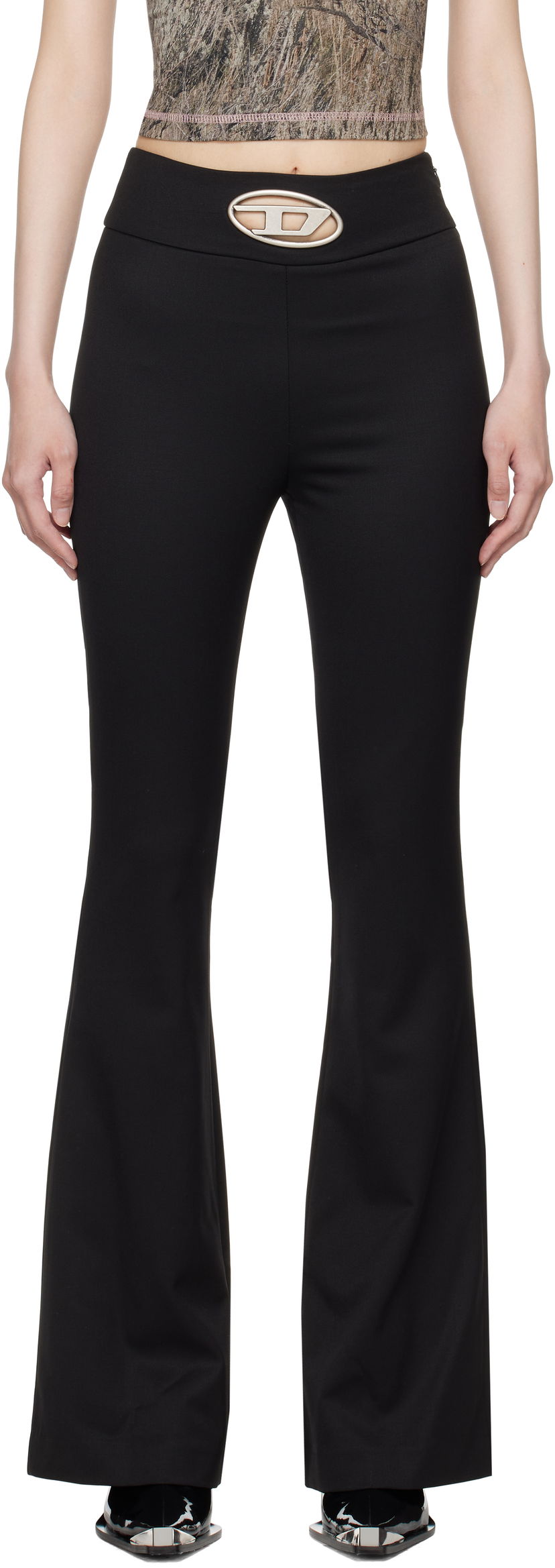 Bukser Diesel Black P-Erseus Flare Trousers Sort | A14390 0PHAL