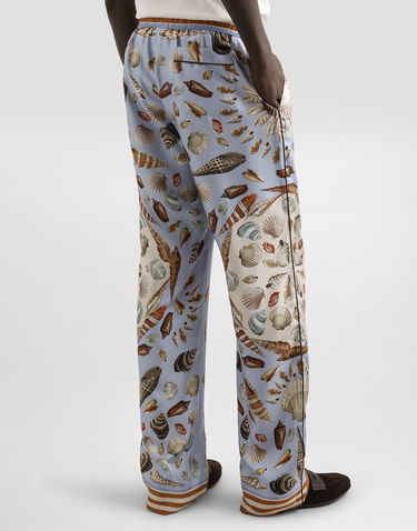 Bukser Dolce & Gabbana Dolce & Gabbana Silk Twill Shell-Print Trousers Blå | GVRMATHI1ZBHC5PK, 2
