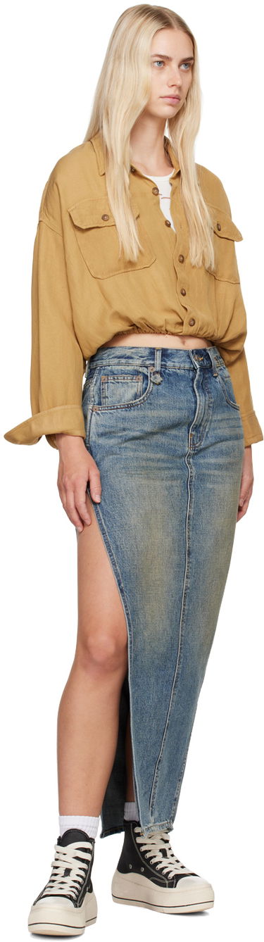Nederdel R13 R13 Devon Side Slit Maxi Denim Skirt Blå | R13WD102-D213A, 3
