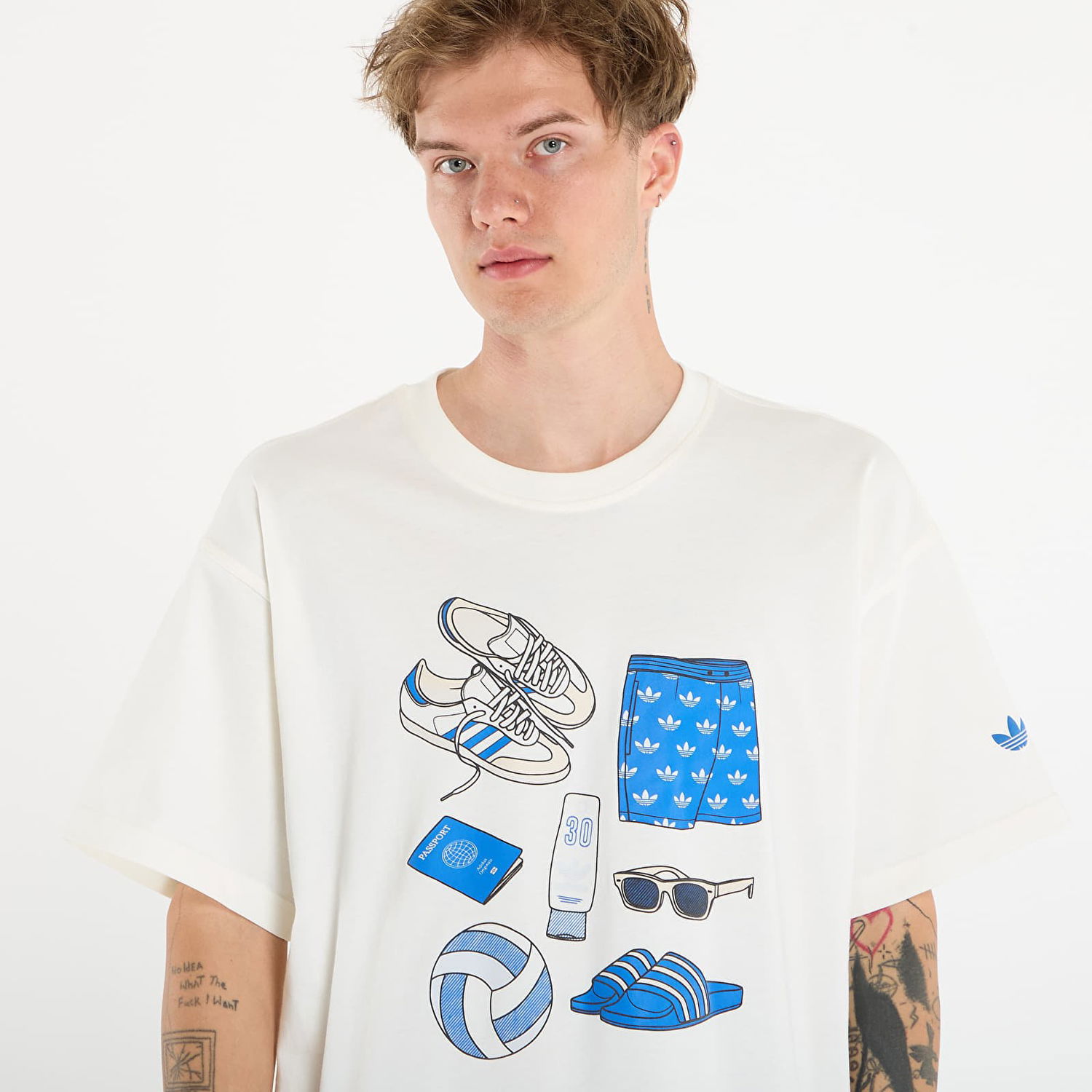T-shirt adidas Originals T-shirt adidas Stuff Tee Off White Hvid | KQ6345, 1