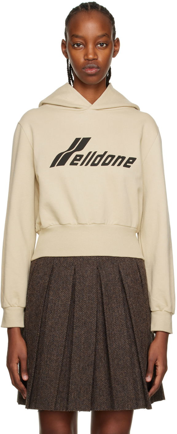 Sweatshirt We11done Printed Cropped Hoodie Beige | WD-TH3-22-865-W-BG, 0