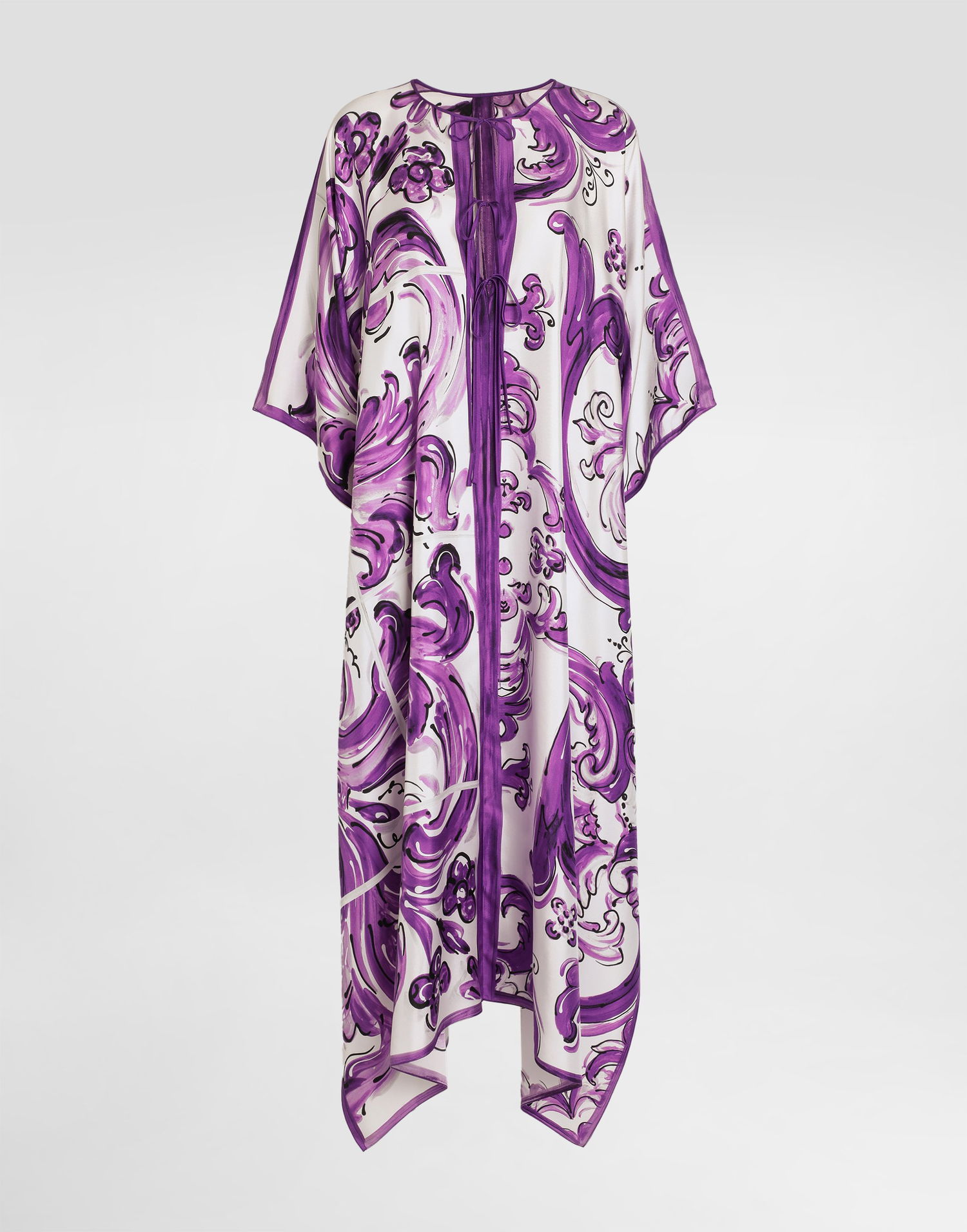 Kjole Dolce & Gabbana Dolce & Gabbana Majolica-Print Twill Caftan Dress Lilla | F6TTFTHI1S5HP5DQ, 0