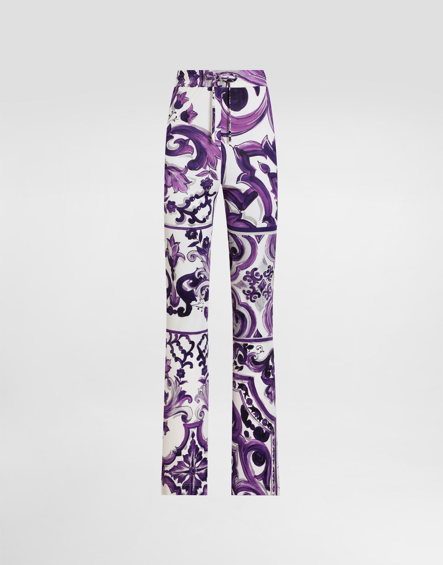Bukser Dolce & Gabbana Dolce & Gabbana Majolica-Print Flared Viscose Trousers Lilla | FTDB6TFS8C0IP3TN, 0