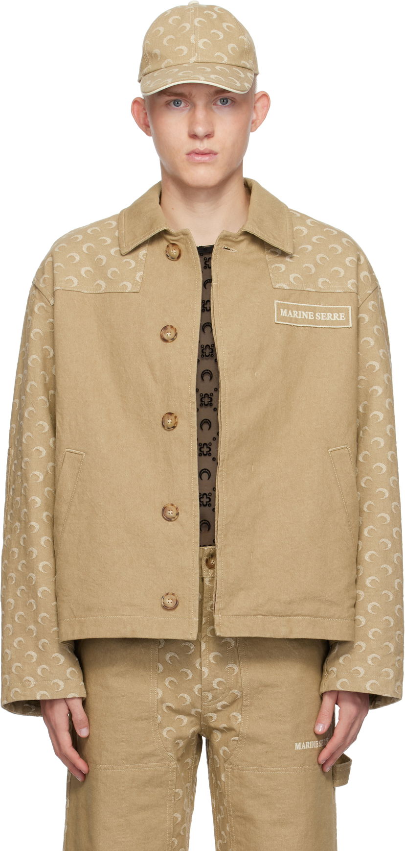 Jakke Marine Serre Chore Twill Jacket Beige | MJA062A CWOV0036