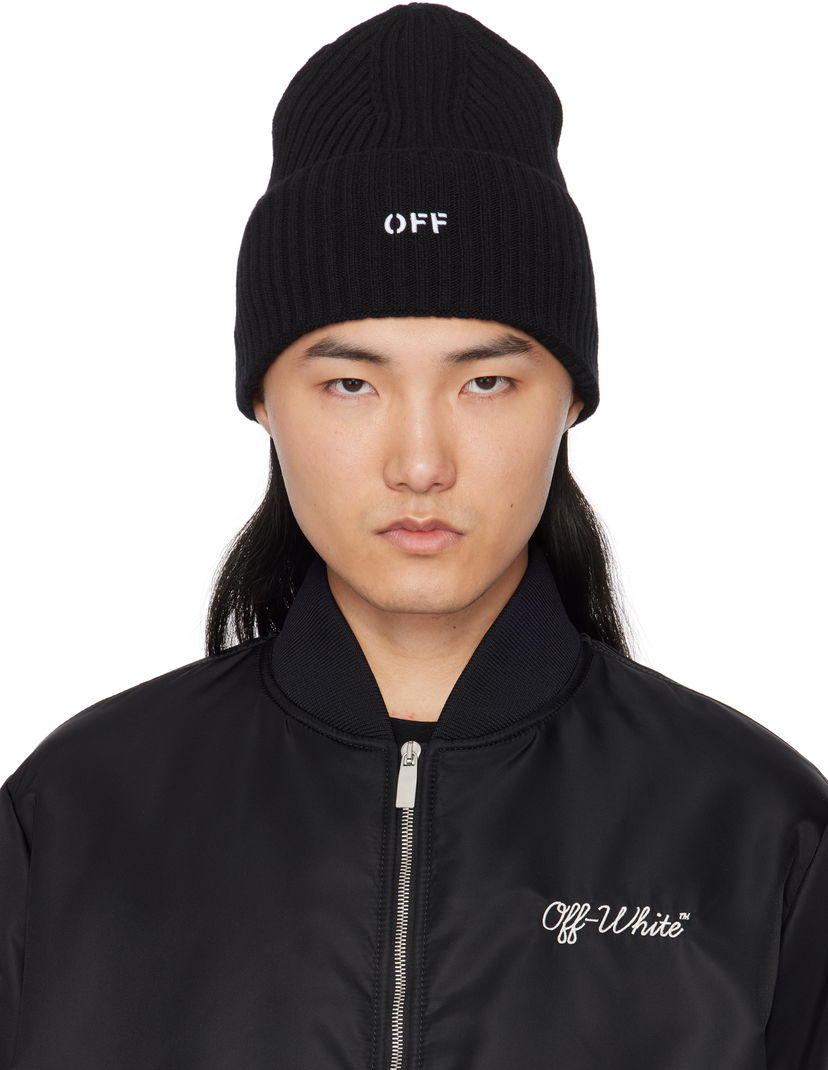 Beanie Off-White Loose Knit Stamp Beanie Sort | OMLC030C99KNI0021001