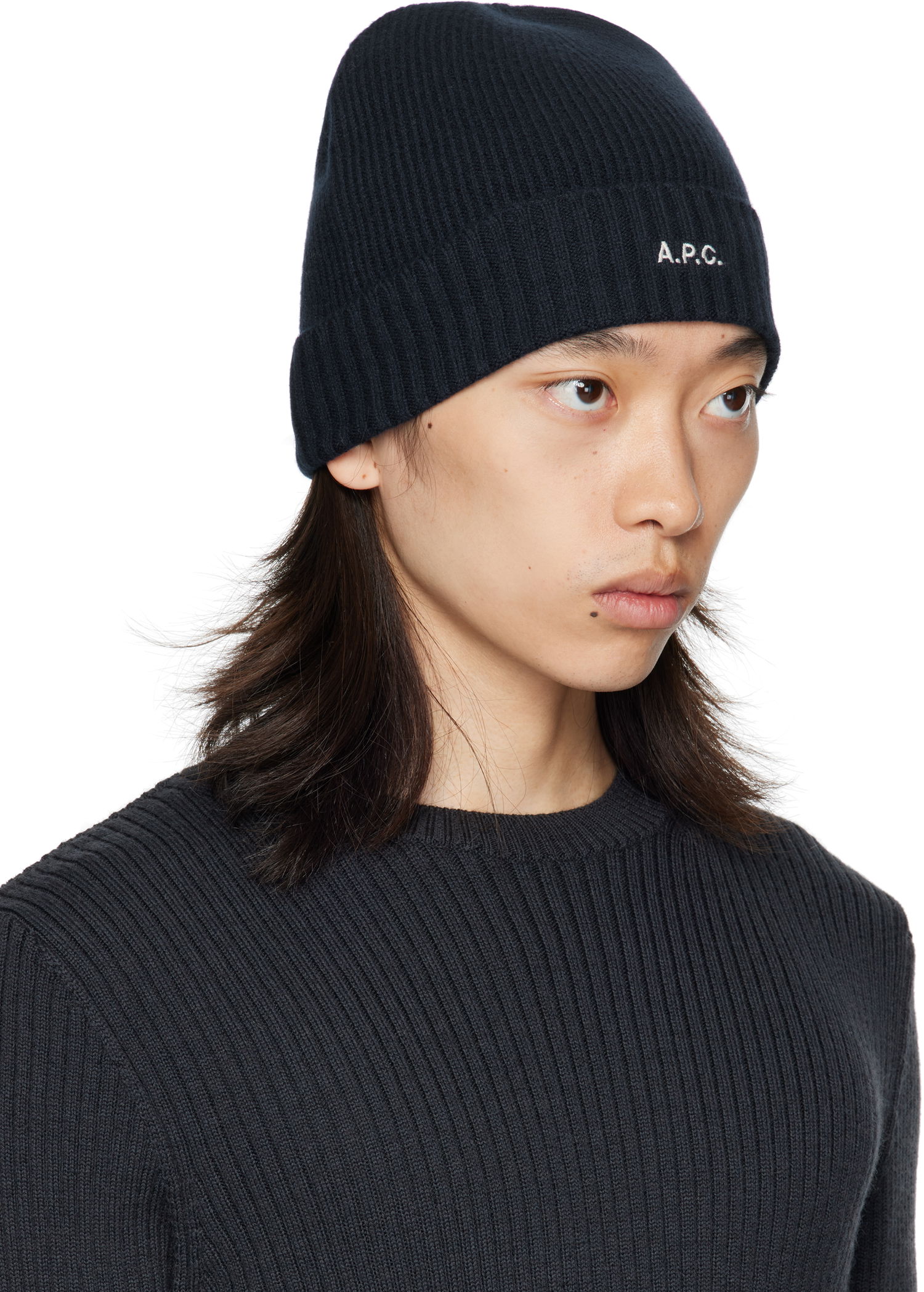Beanie A.P.C. A.P.C. Colin Ribbed Knit Beanie Sort | WVBCZ-M25091, 1