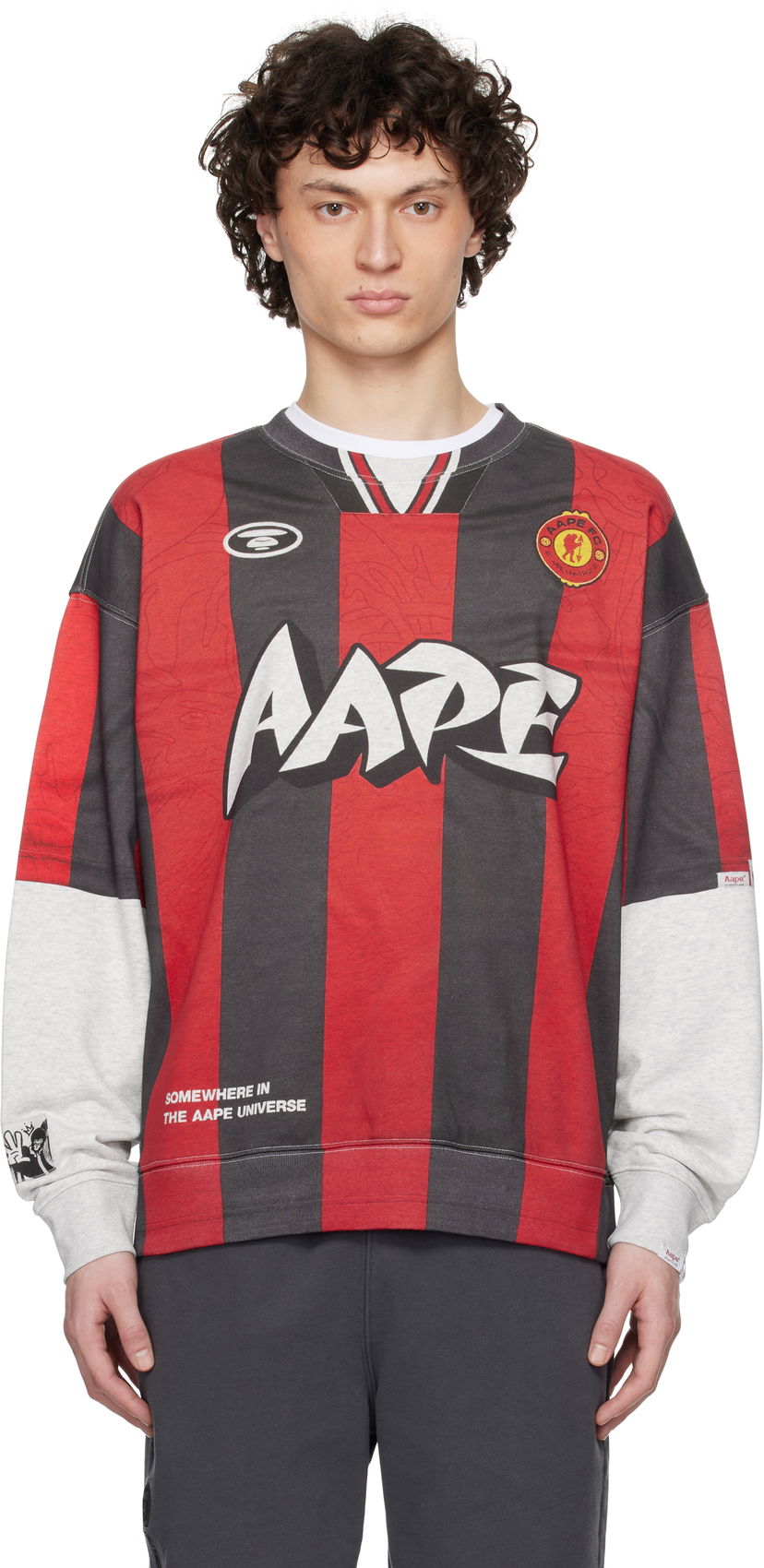 Sweater AAPE by A Bathing Ape AAPE by A Bathing Ape Moonface Crewneck Sweatshirt Rød | AAPSWMC328XXOWH2