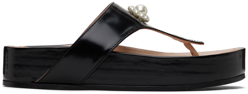 Kjole Simone Rocha Simone Rocha Pearl Thong Platform Sandals Sort | SLD47D 0740