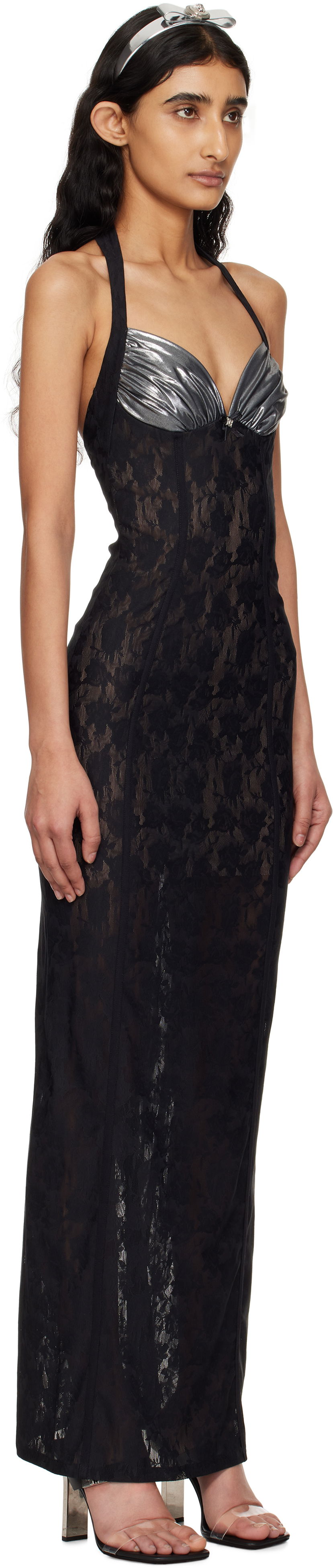 Kjole MISBHV MISBHV Stella Lace Maxi Dress Sort | 250W808, 1