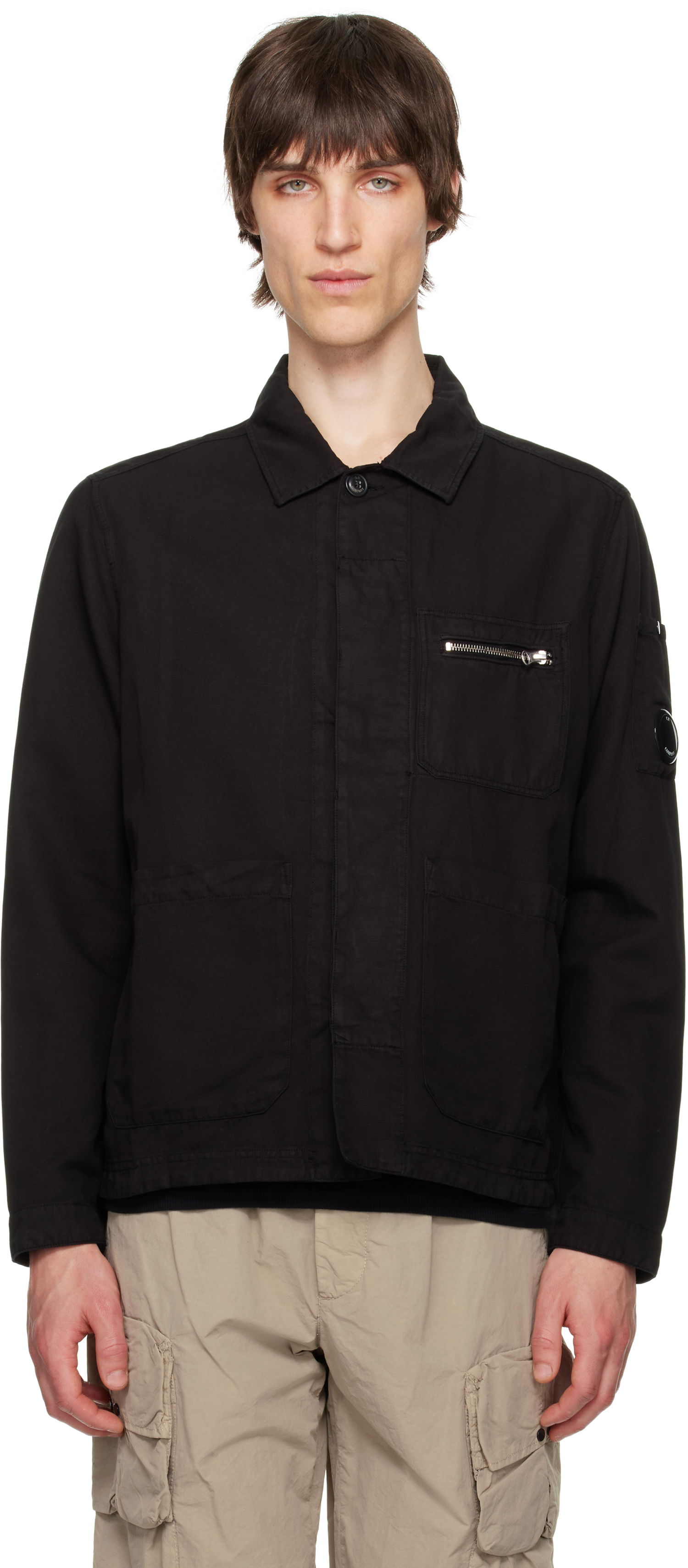 Jakke C.P. Company C.P. Company Cotton Linen Overshirt Sort | 18CMOS200A-006273G, 0