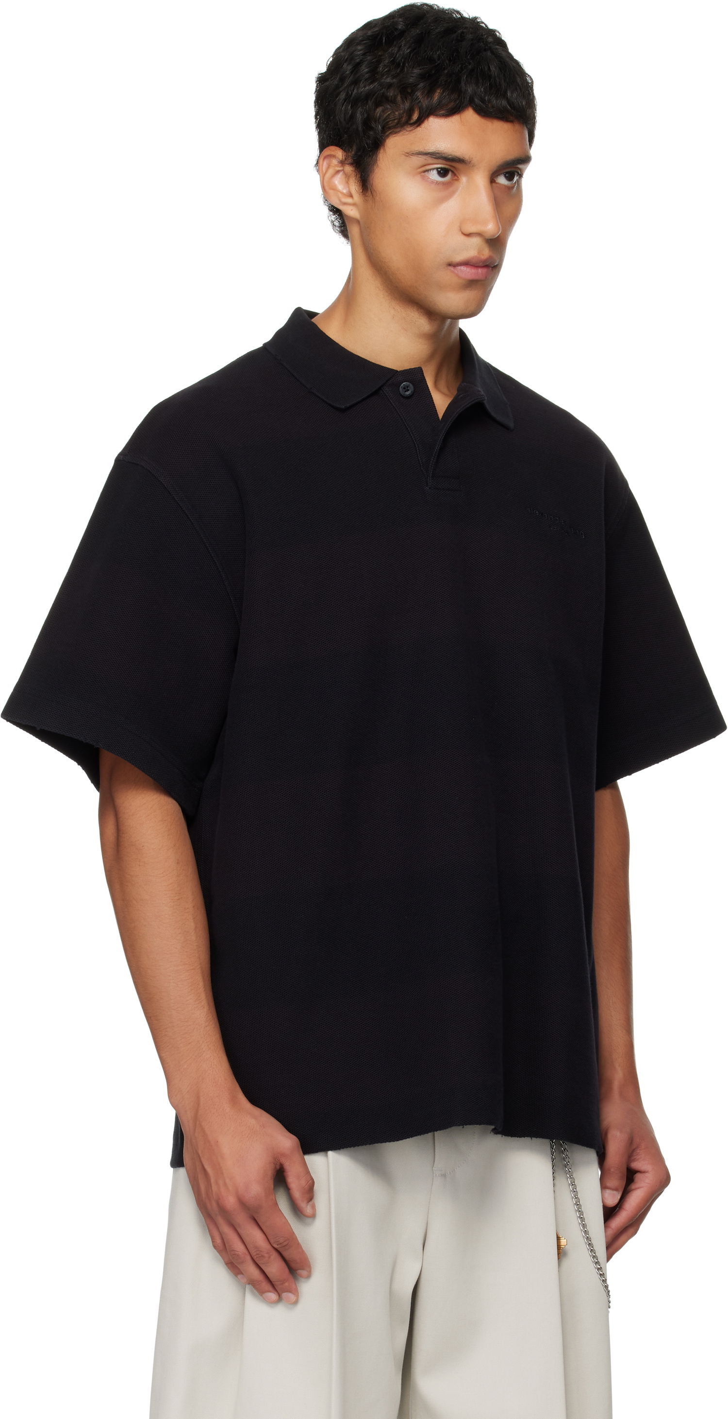 Polo skjorte Alexander Wang Alexander Wang Rib Short Sleeve Polo Sort | 6CC3251094, 1