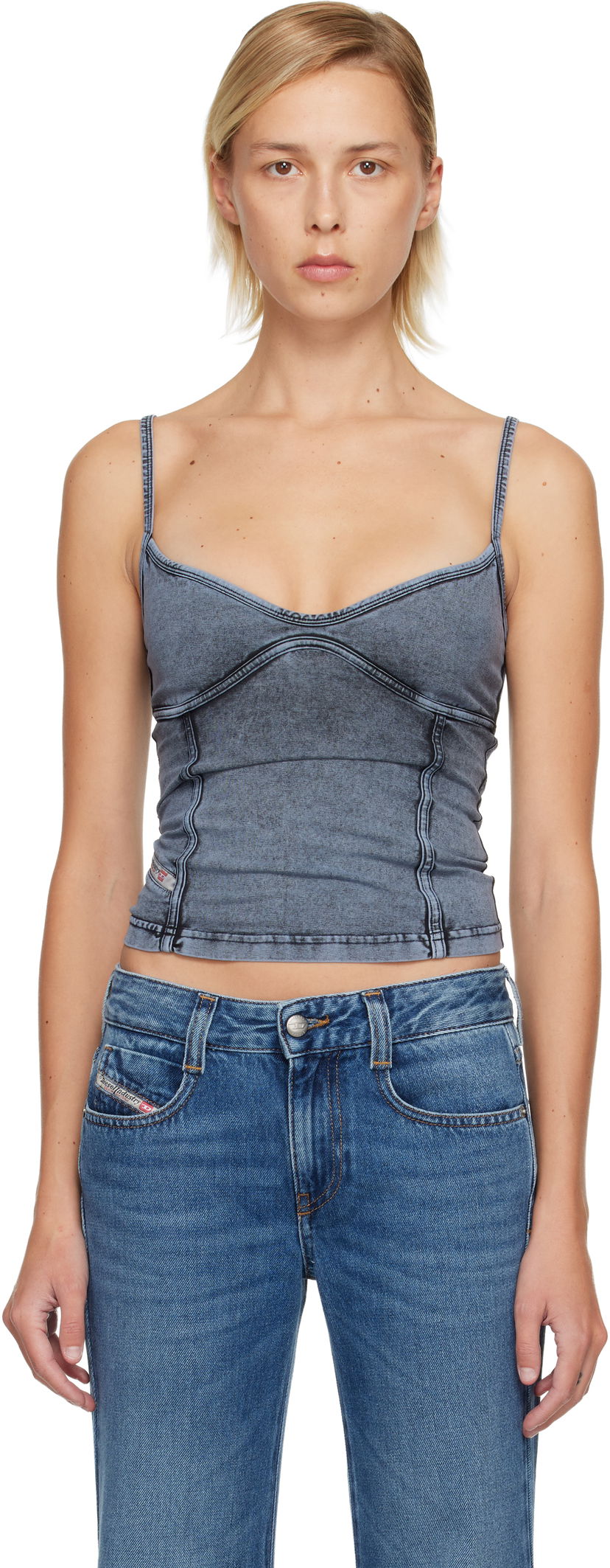 Crop top Diesel Distressed Denim T-Ony Camisole Top Blå | A18361 0KIBY