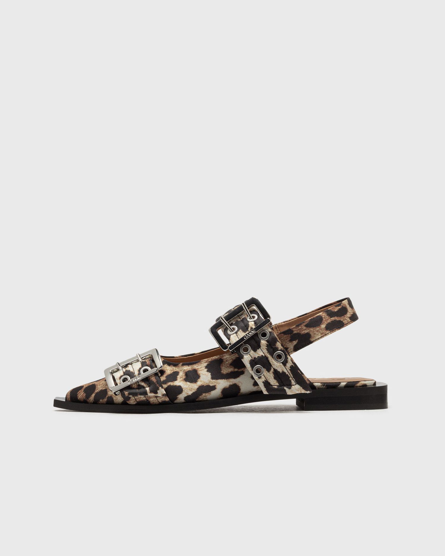 Sneakers og sko GANNI Feminine Buckle Ballerina Satin Print Beige | S2947-943, 0