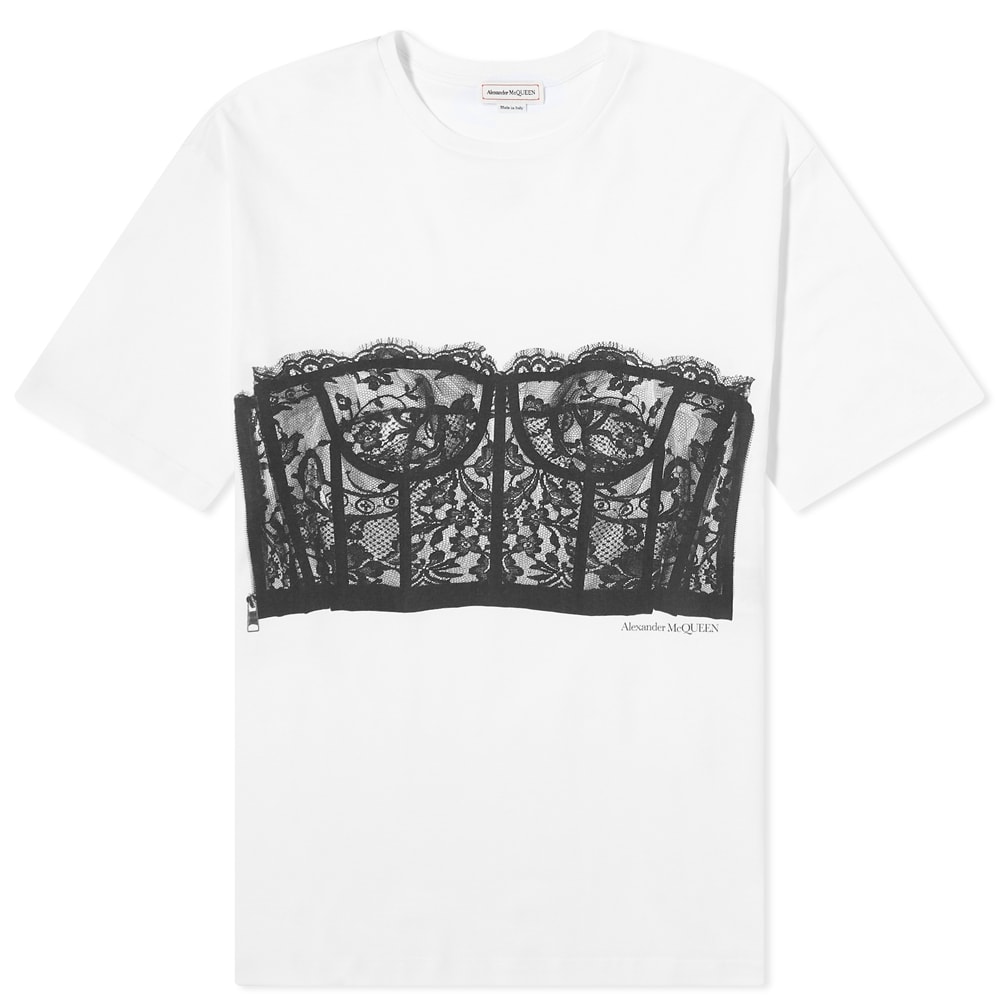 T-shirt Alexander McQueen Corset Print Tee Hvid | 689062QZAFC-0909, 0