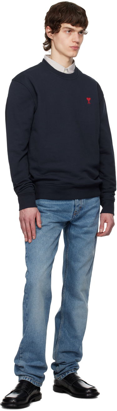 Sweater AMI AMI Paris Ami de Coeur Sweatshirt Mørkeblå | BFUSW035.730, 3