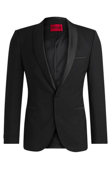 Jakke BOSS HUGO Extra-Slim-Fit Tuxedo Jacket Sort | 50476333