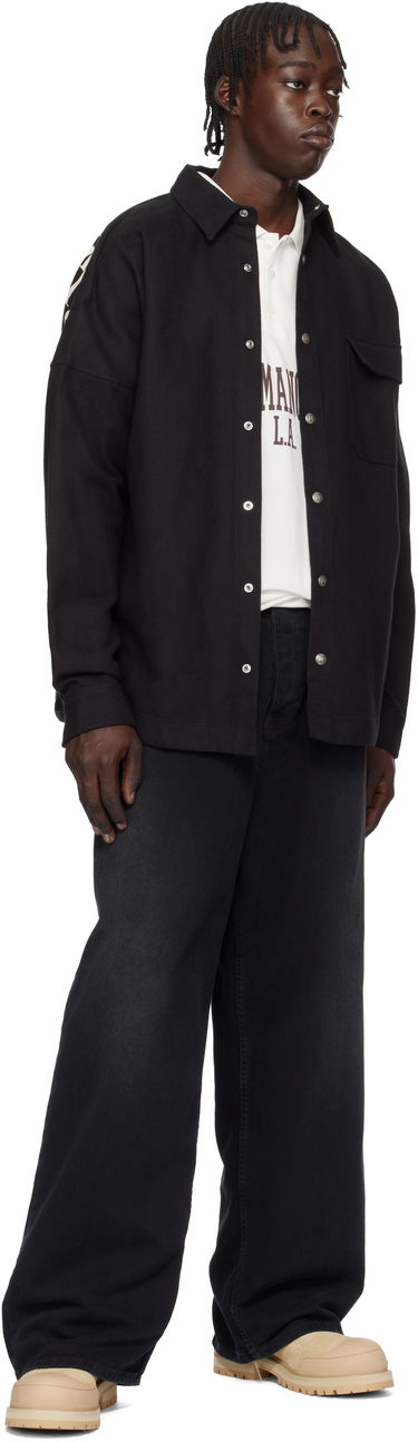 Skjorte Palm Angels Classic Logo Overshirt Sort | PMES044S25FAB0011003, 3