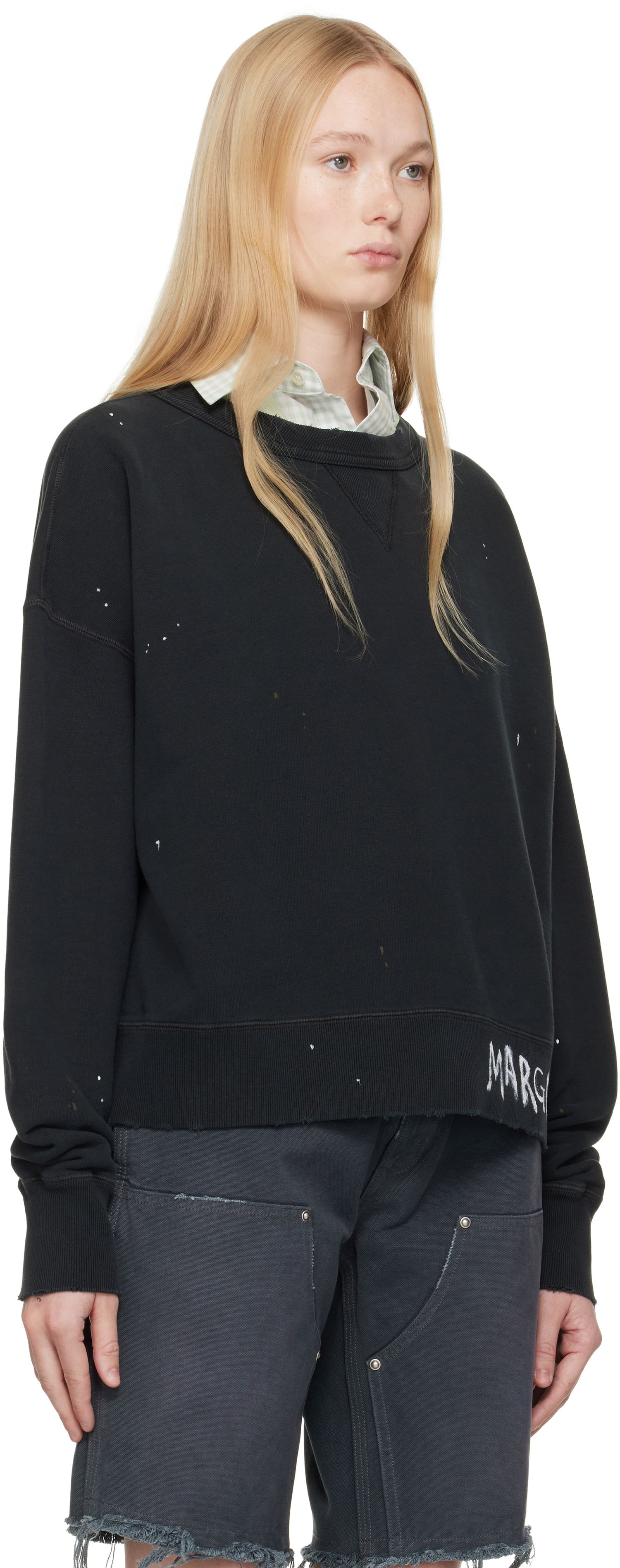 Sweater Maison Margiela Maison Margiela Graffiti Logo Sweatshirt Sort | S50GU0237 M25019, 1