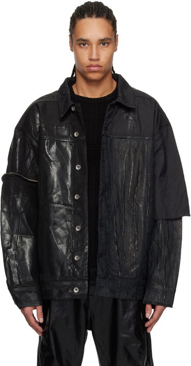 Jakke Rick Owens Rick Owens DRKSHDW Hollywood Jumbo Worker Denim Jacket Sort | DU01E3761 COMW1, 0