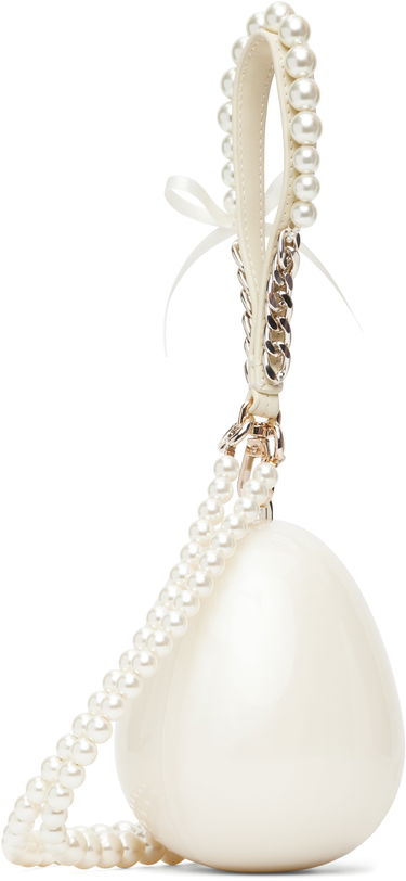 Håndtaske Simone Rocha Simone Rocha Pearl & Chain Strap Pearl Egg Bag Hvid | BAG110ECBOW 0773, 2