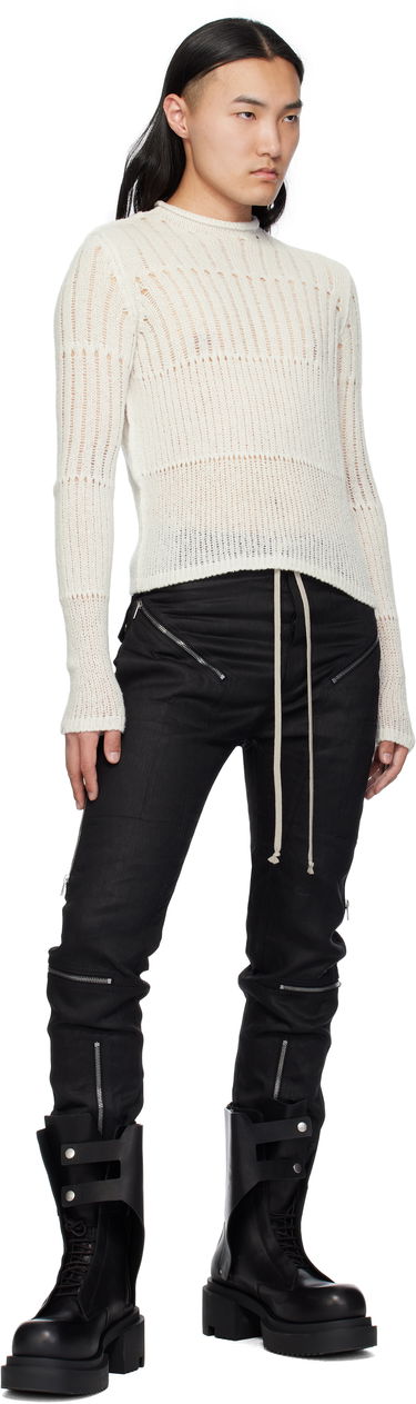 Sweater Rick Owens Rick Owens Hollywood Grid Knit Cropped Sweater Hvid | RU01E5680 KGRID, 3