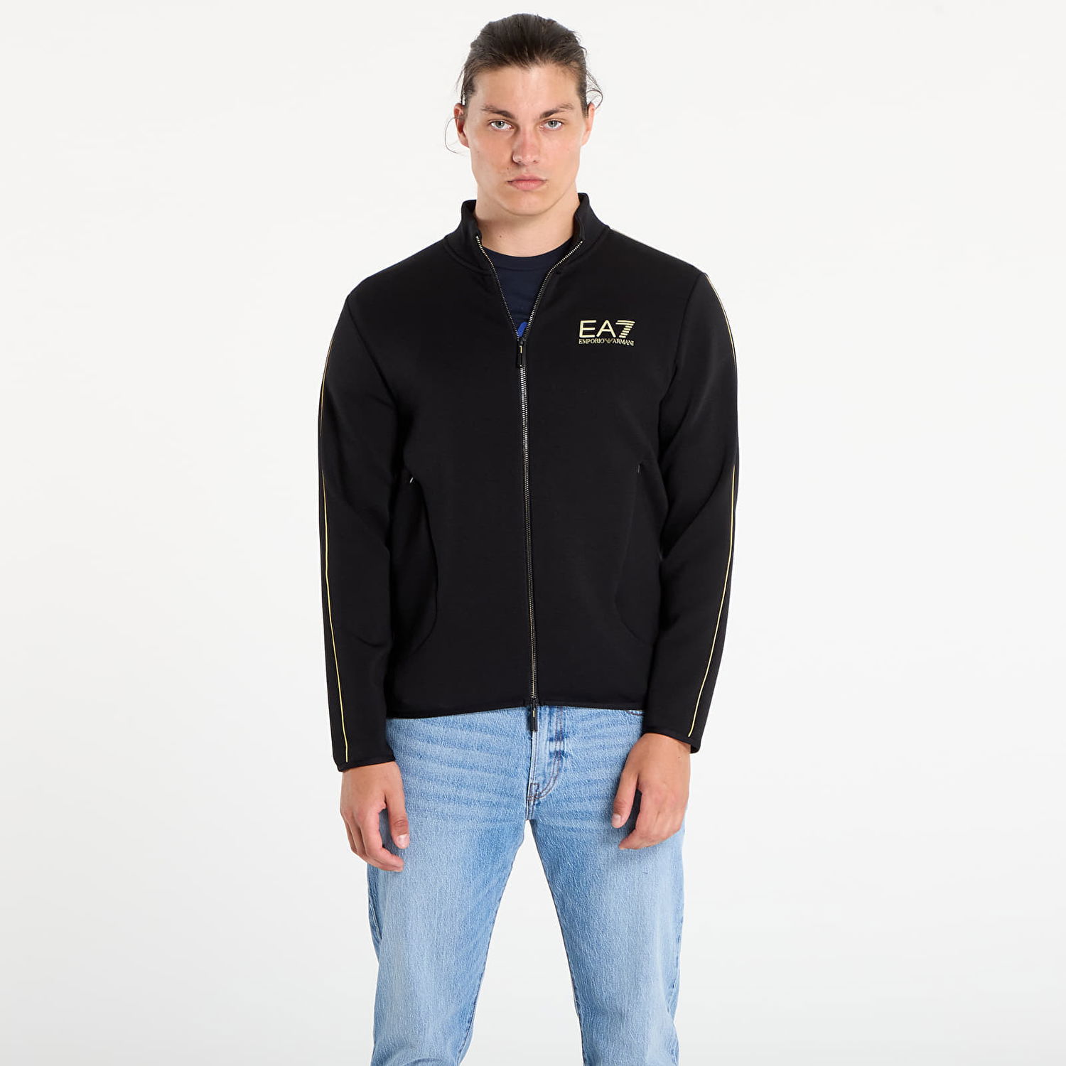 Sweatshirt Emporio Armani EA7 Emporio Armani Train Gold Label Zip-Up Sweatshirt Sort | 7M000670AF14146UC001, 0