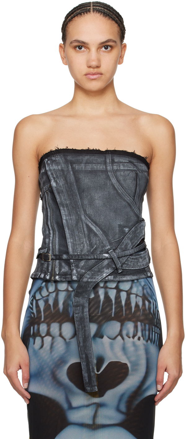 Tanktop Ottolinger Ottolinger Zip Denim Corset Top Grå | 1704812
