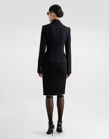 Nederdel Dolce & Gabbana Dolce & Gabbana Wool Midi Pencil Skirt with DG Logo Sort | F4C2CTGDCSXN0000, 2